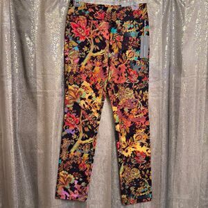 Soft Surroundings Ponte Pull On Straight Leg Pants Colorful Paisley XSP NWT